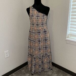 Knox Rose A-Line Dress Women's Medium Multi Floral Print One Shoulder Pockets